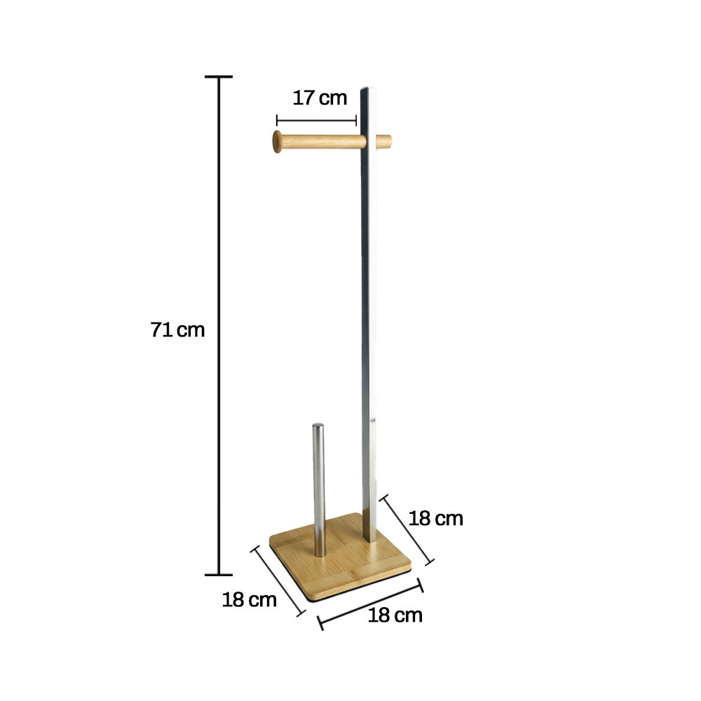 حامل ورق تواليت عصري من الخيزران والمعادن