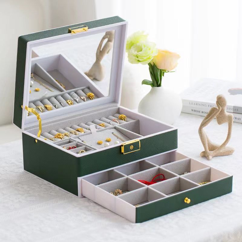 صندوق مجوهرات نسائي 2 طبقة