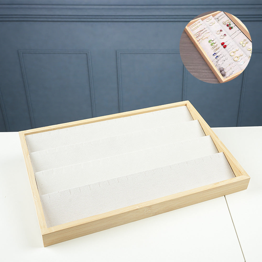 صينية أقراط من خشب الخيزران