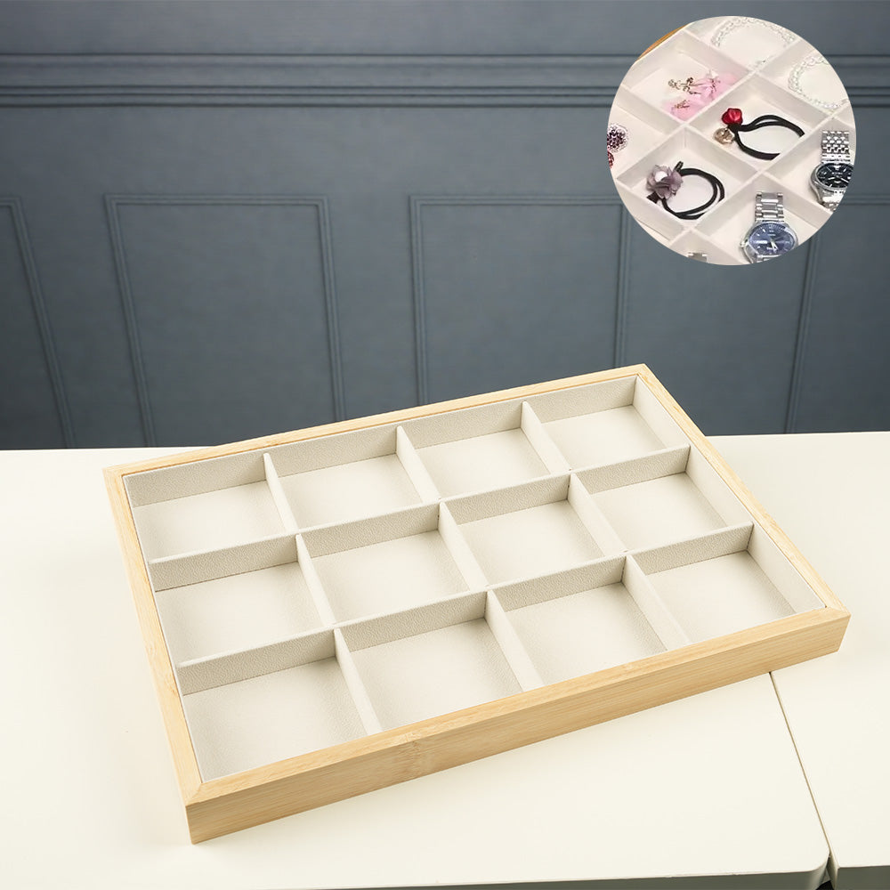 درج خشبي لعرض المجوهرات مكون من 12 حجرة