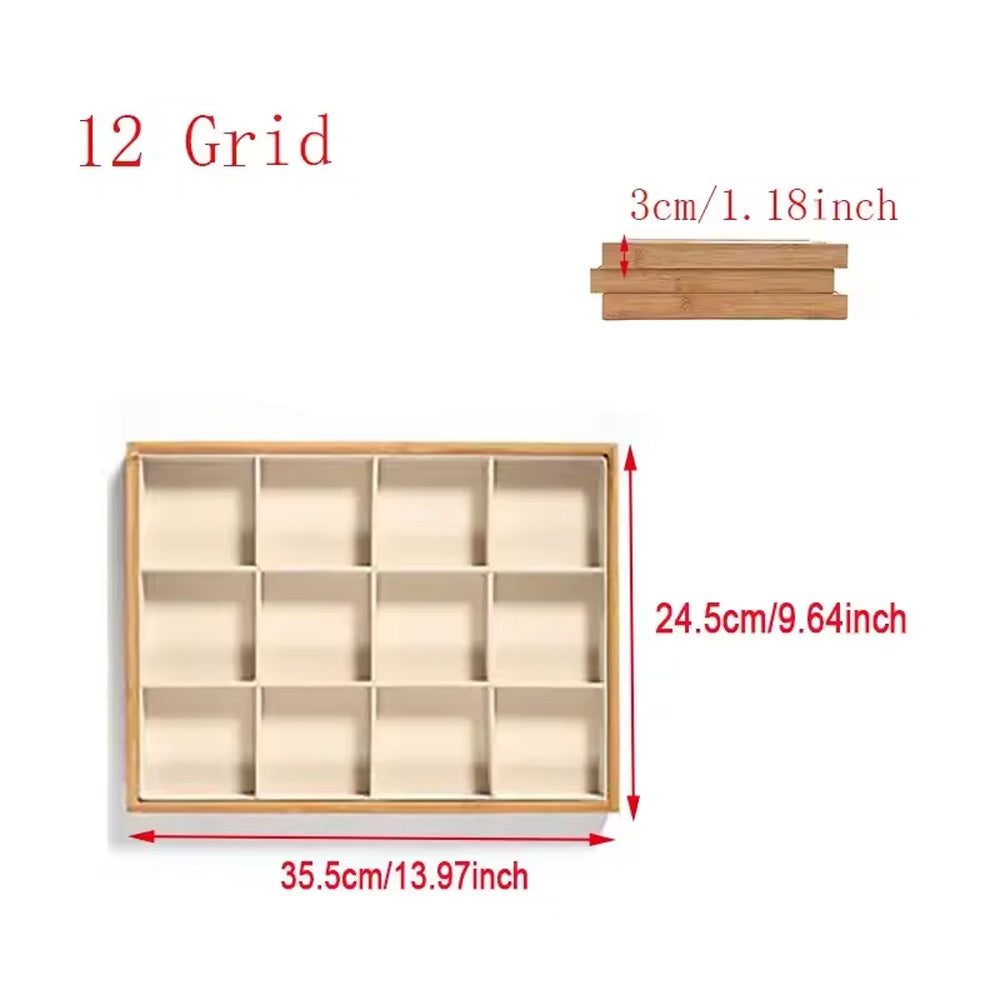درج خشبي لعرض المجوهرات مكون من 12 حجرة