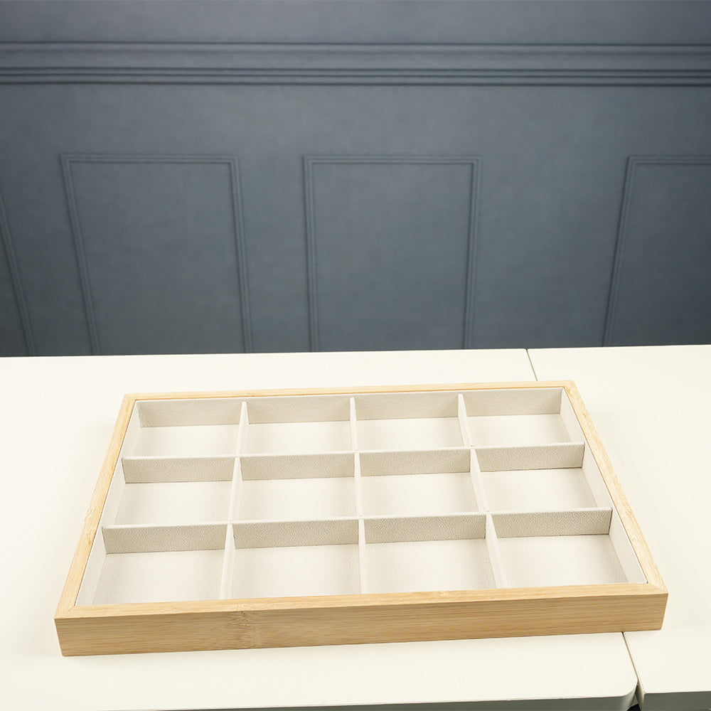 درج خشبي لعرض المجوهرات مكون من 12 حجرة