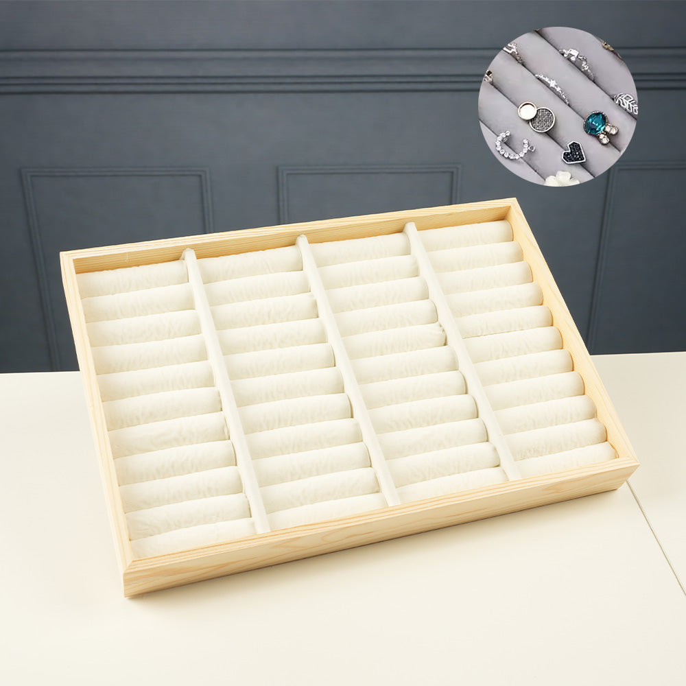 منظم صندوق عرض الخواتم الخشبي