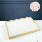 صينية عرض حلقات من الخشب والجلد الصناعي تحتوي على 100 رقم