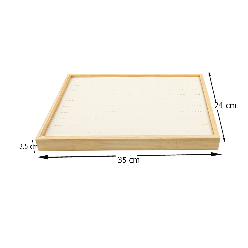 صينية عرض حلقات من الخشب والجلد الصناعي تحتوي على 100 رقم