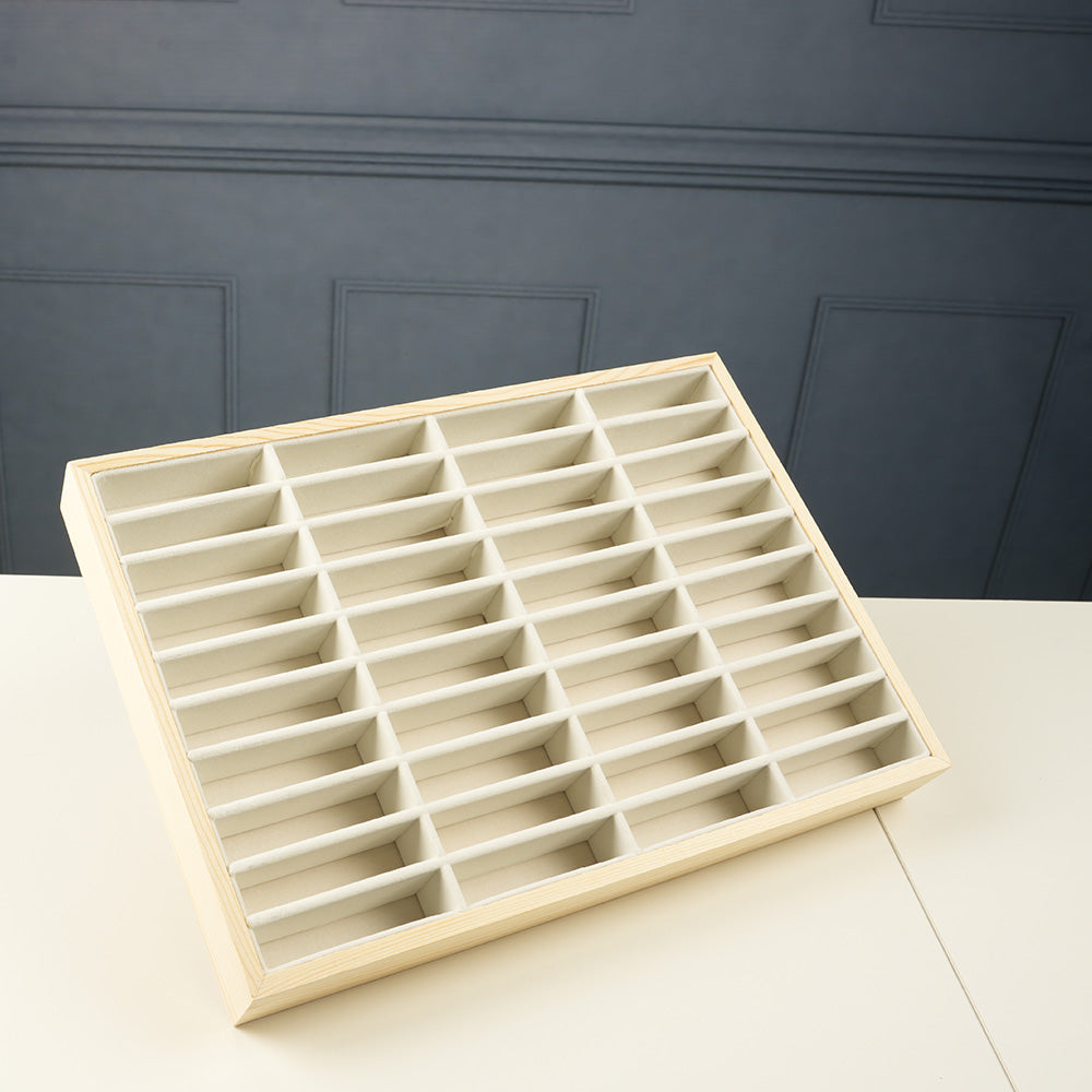 صينية عرض أساور خشبية مخملية