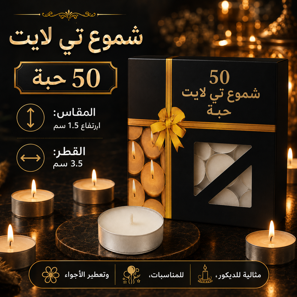 شموع تي لايت – 50 أو 100 حبة