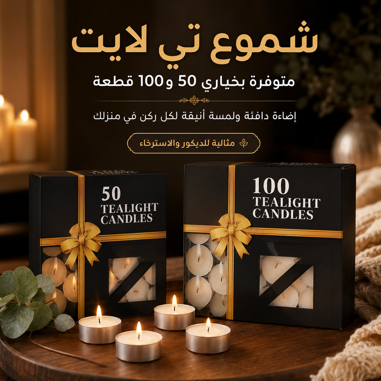 شموع تي لايت – 50 أو 100 حبة