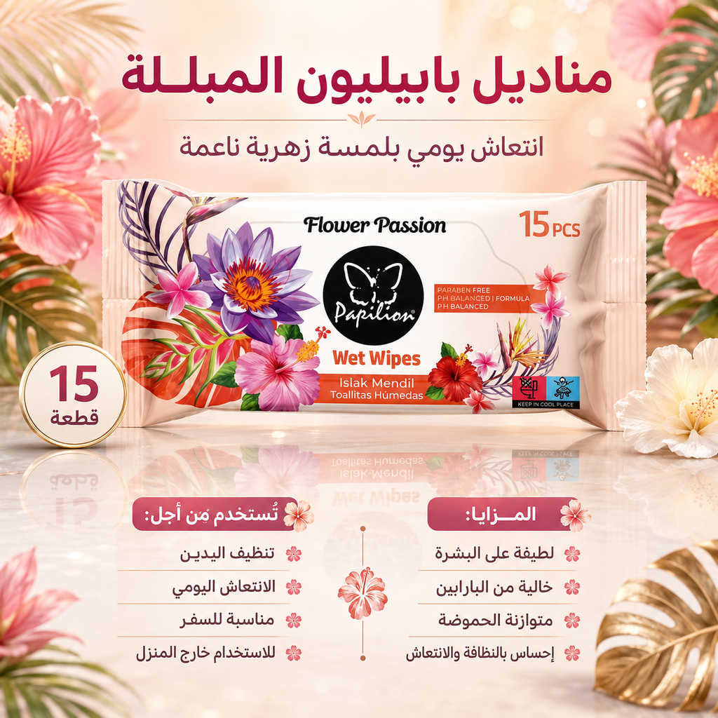 مناديل 15 منديلًا مبللًا
