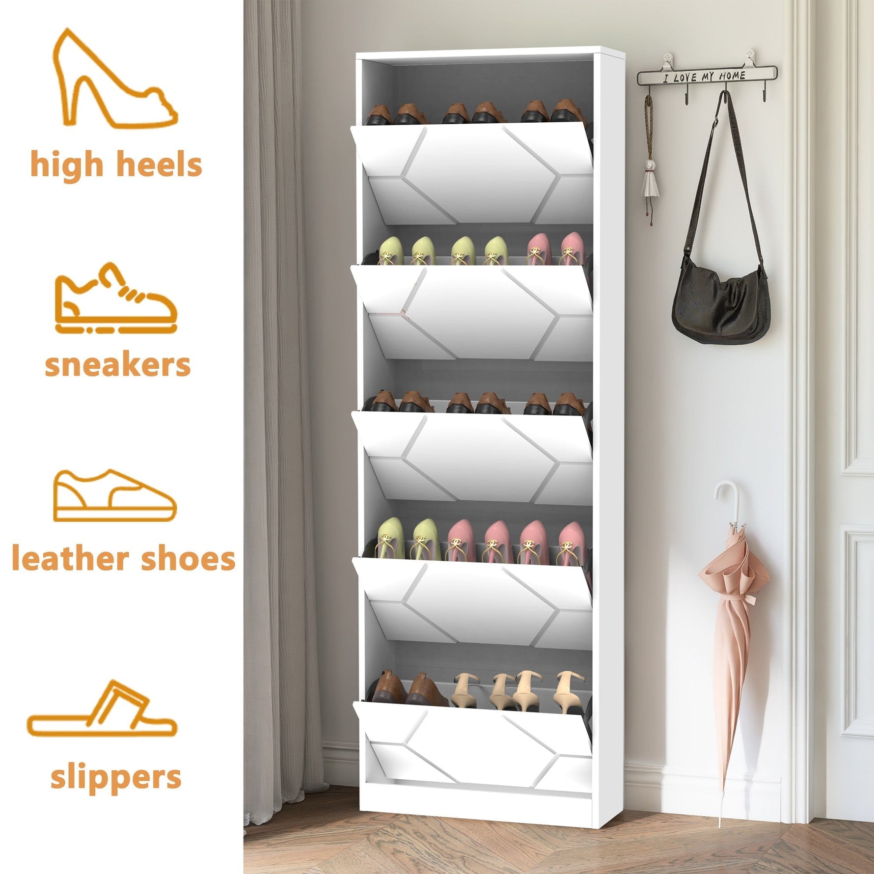 خزانة أحذية كبيرة  بأدراج منحوتة