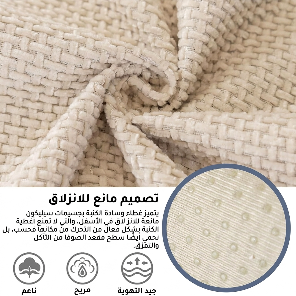 أغطية صوفا مانعة للانزلاق -رمادي داكن