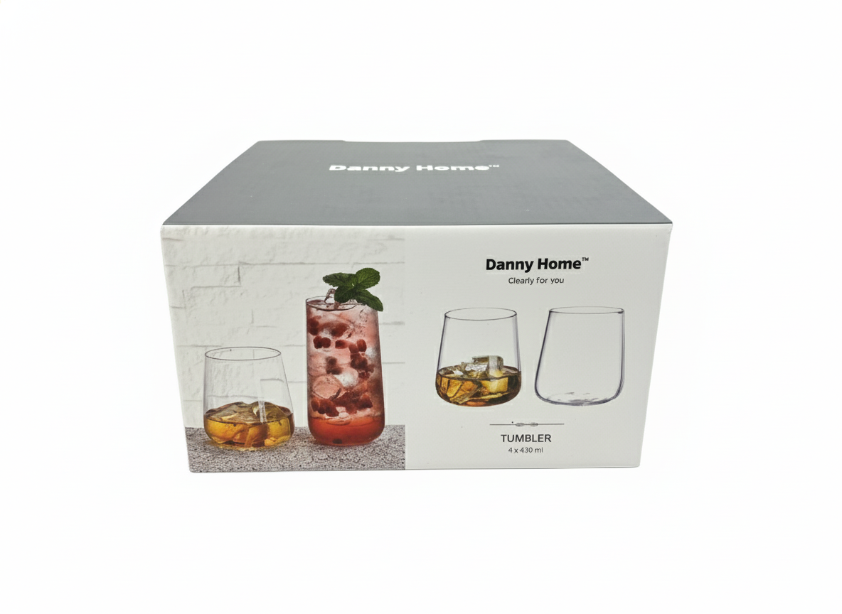 طقم أكواب زجاجية شفافة بيضوية