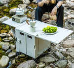 عربة مع طاولة تخييم قابلة للطي