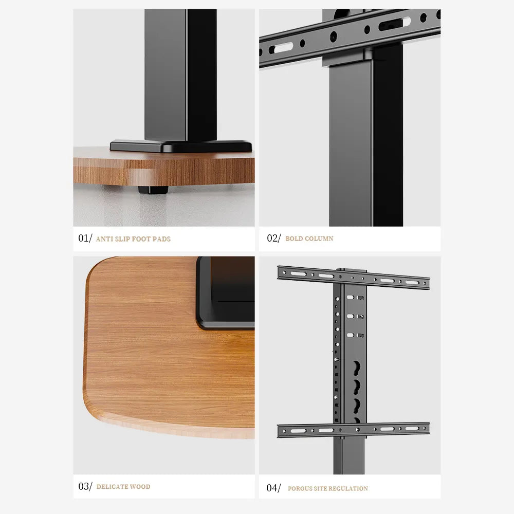 حامل تلفزيون مكتبي قابل للتعديل بقاعدة خشبية