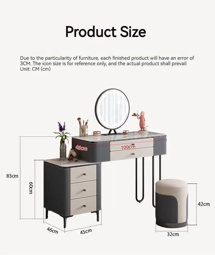 طاولة الماكياج مع مرآة مضيئة
