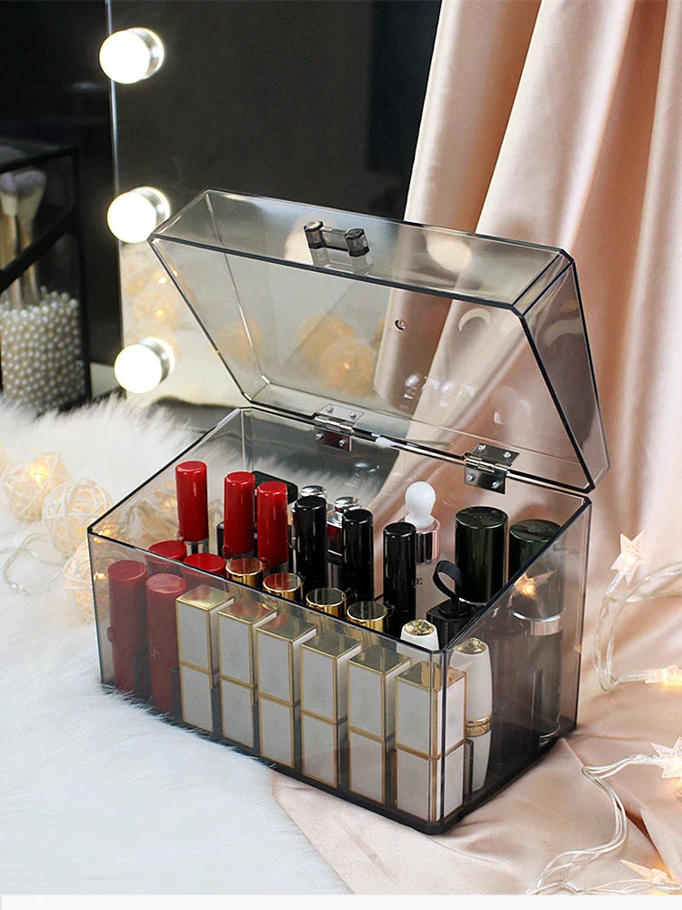 صندوق تخزين أحمر الشفاه الشفاف