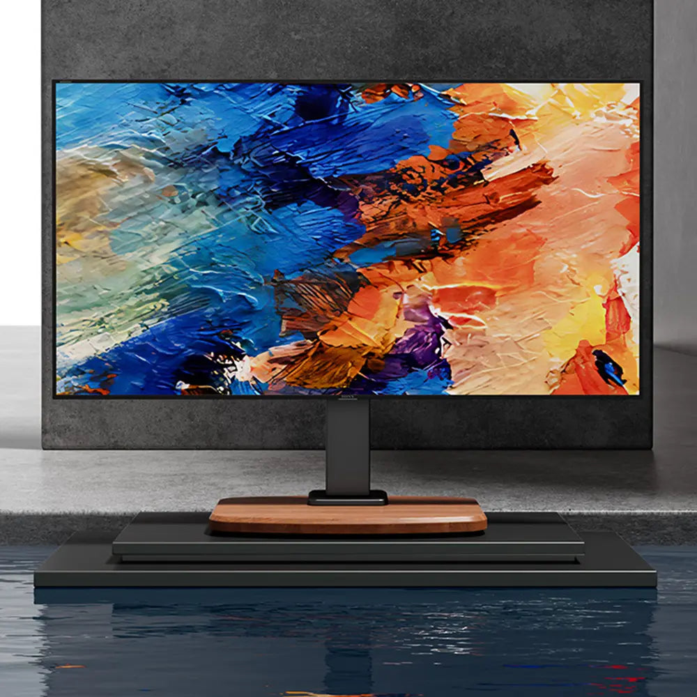 حامل تلفزيون مكتبي قابل للتعديل بقاعدة خشبية