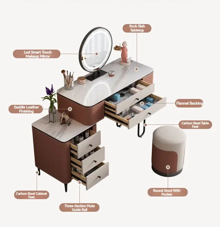 طاولة الماكياج مع مرآة مضيئة