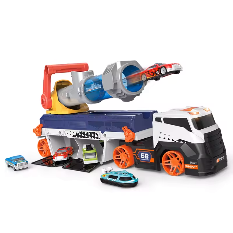 شاحنة، سيارتين، موقف بالأسفل