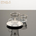 طقم استكانه و فنجان ١٨ قطعة فضى مع كريستال