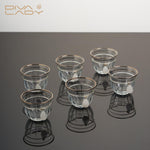 طقم استكانه و فنجان ١٨ قطعة فضى مع كريستال