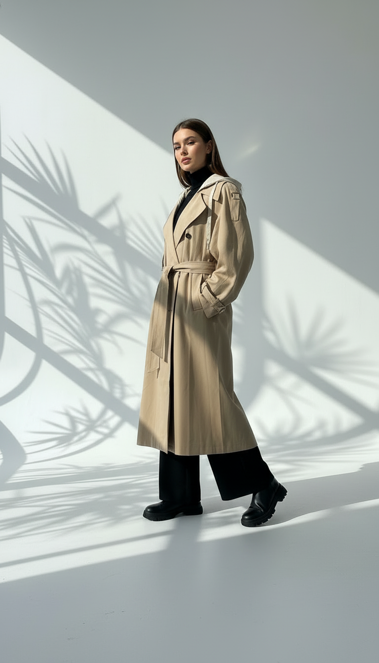 جاكيت نسائي طويل بحزام