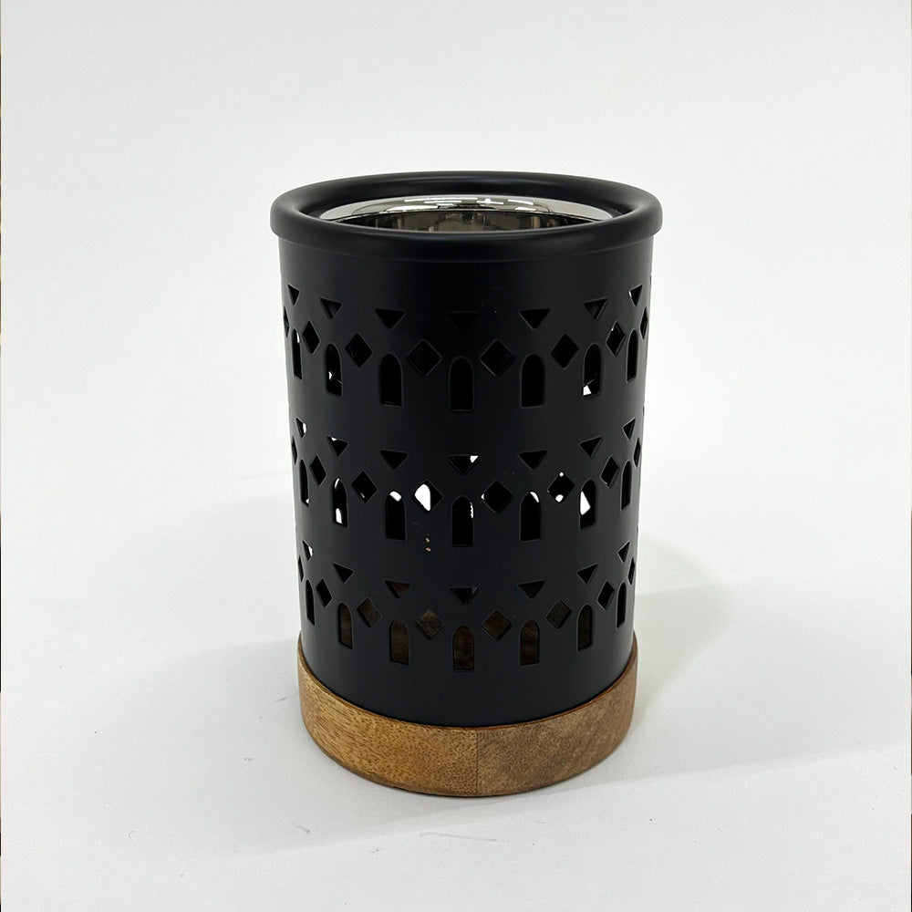 مبخر معدني بقاعدة خشبية