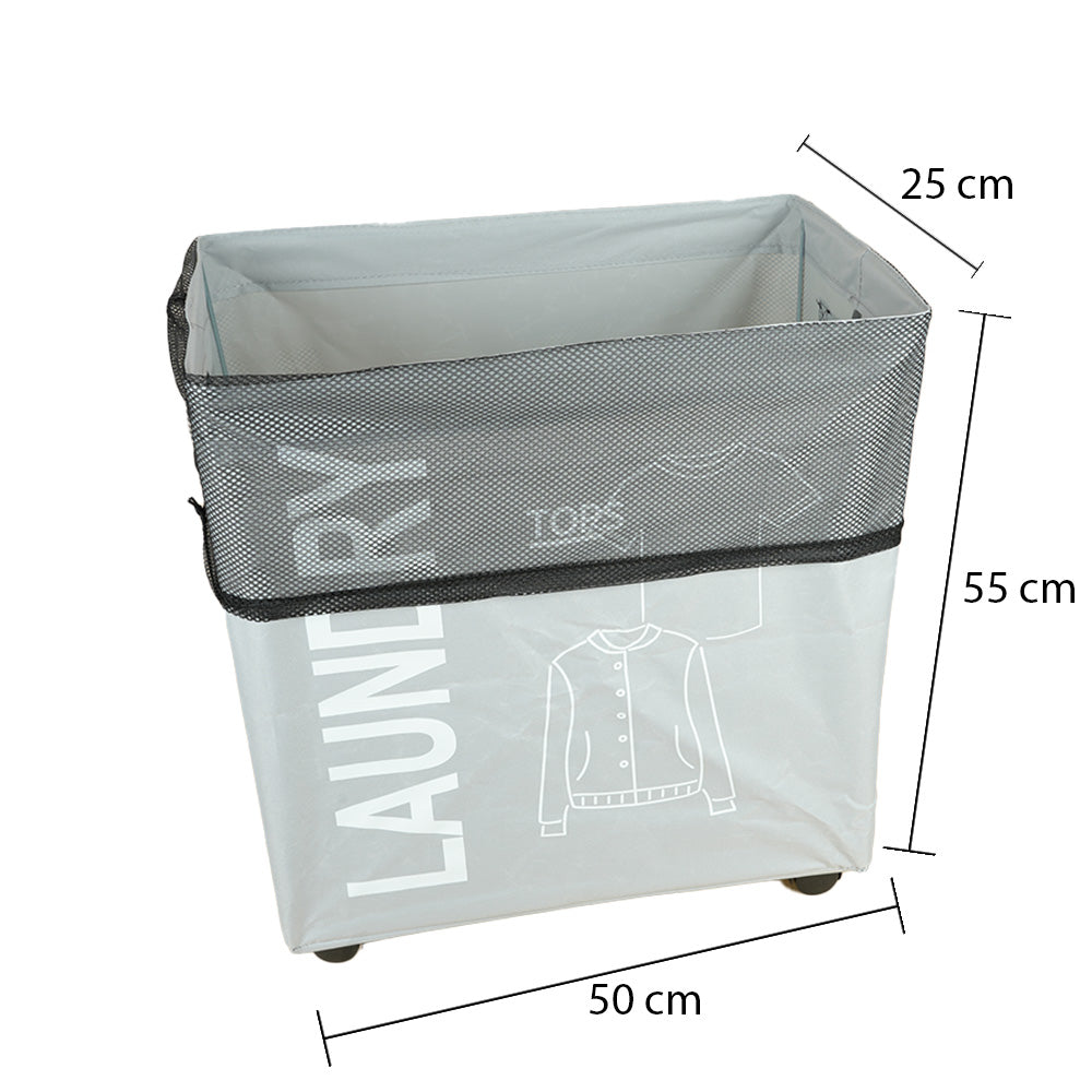 سلة غسيل قابلة للطي مع مقبض وعجلات، موديل: 1