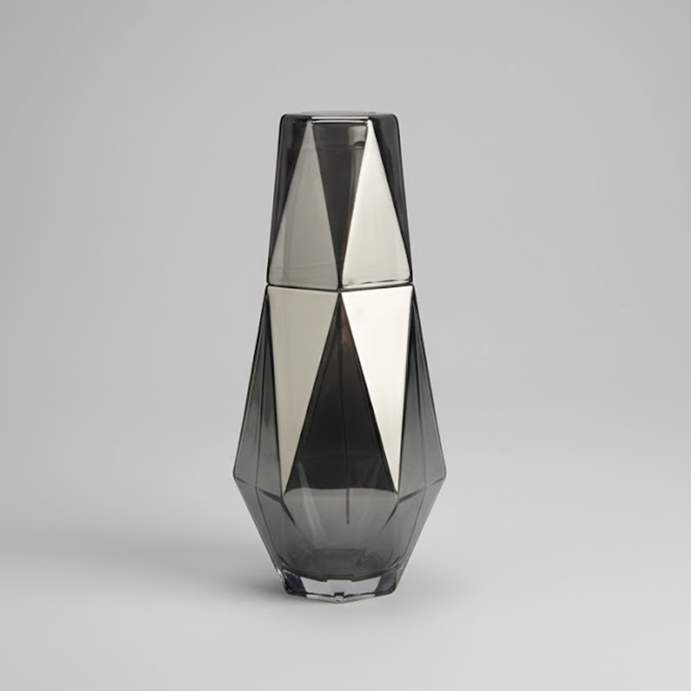 طقم قارورة وكوب زجاجي هندسي – 2 قطعة