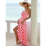 ملابس سباحة مطبوعة مع غطاء وتنورة