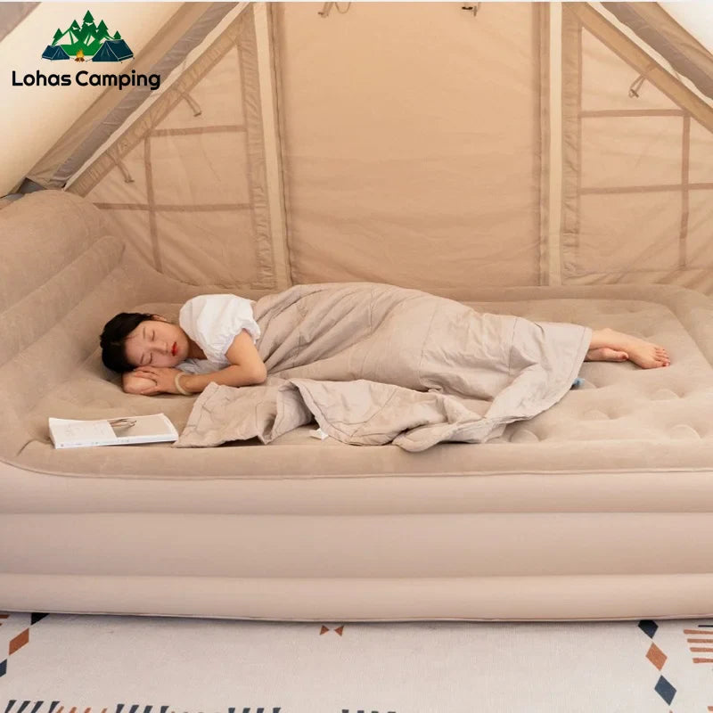 سرير هوائي قابل للنفخ مع مضخة ووسادتين