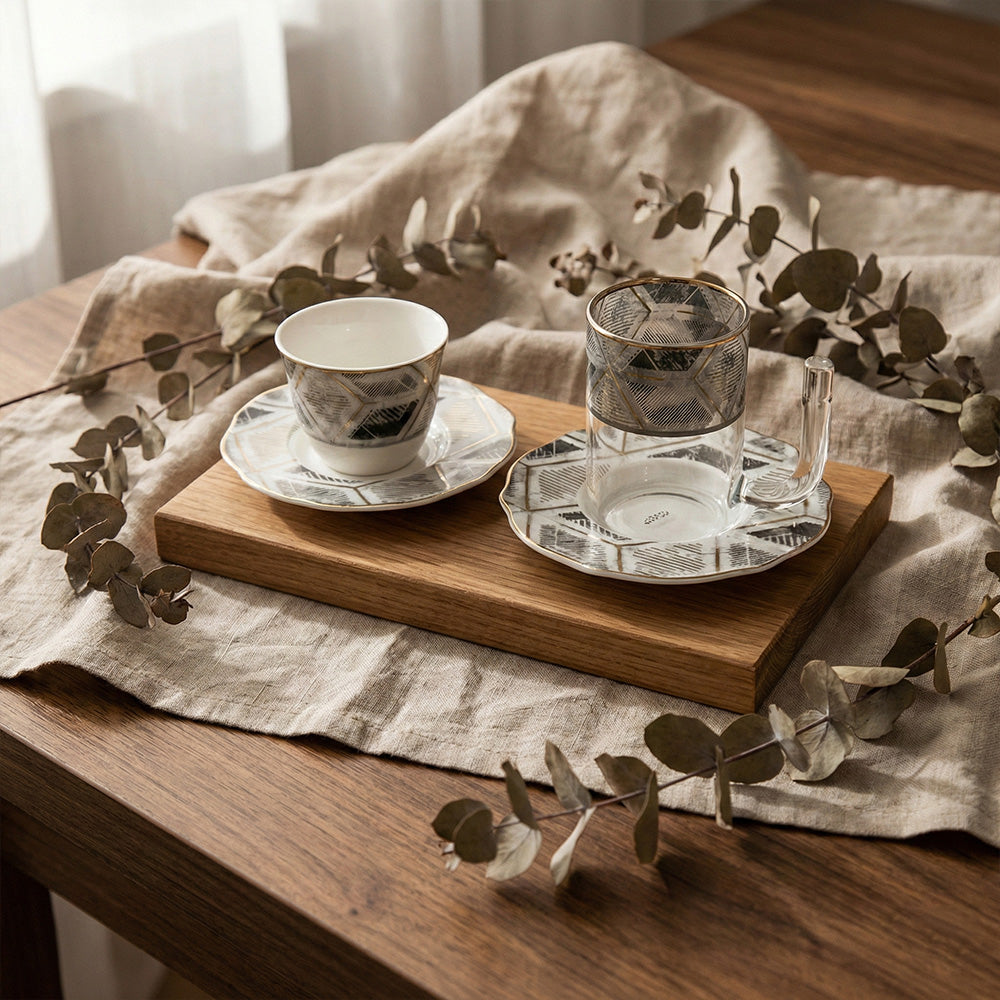 طقم استكانه وفنجان 18 قطعة