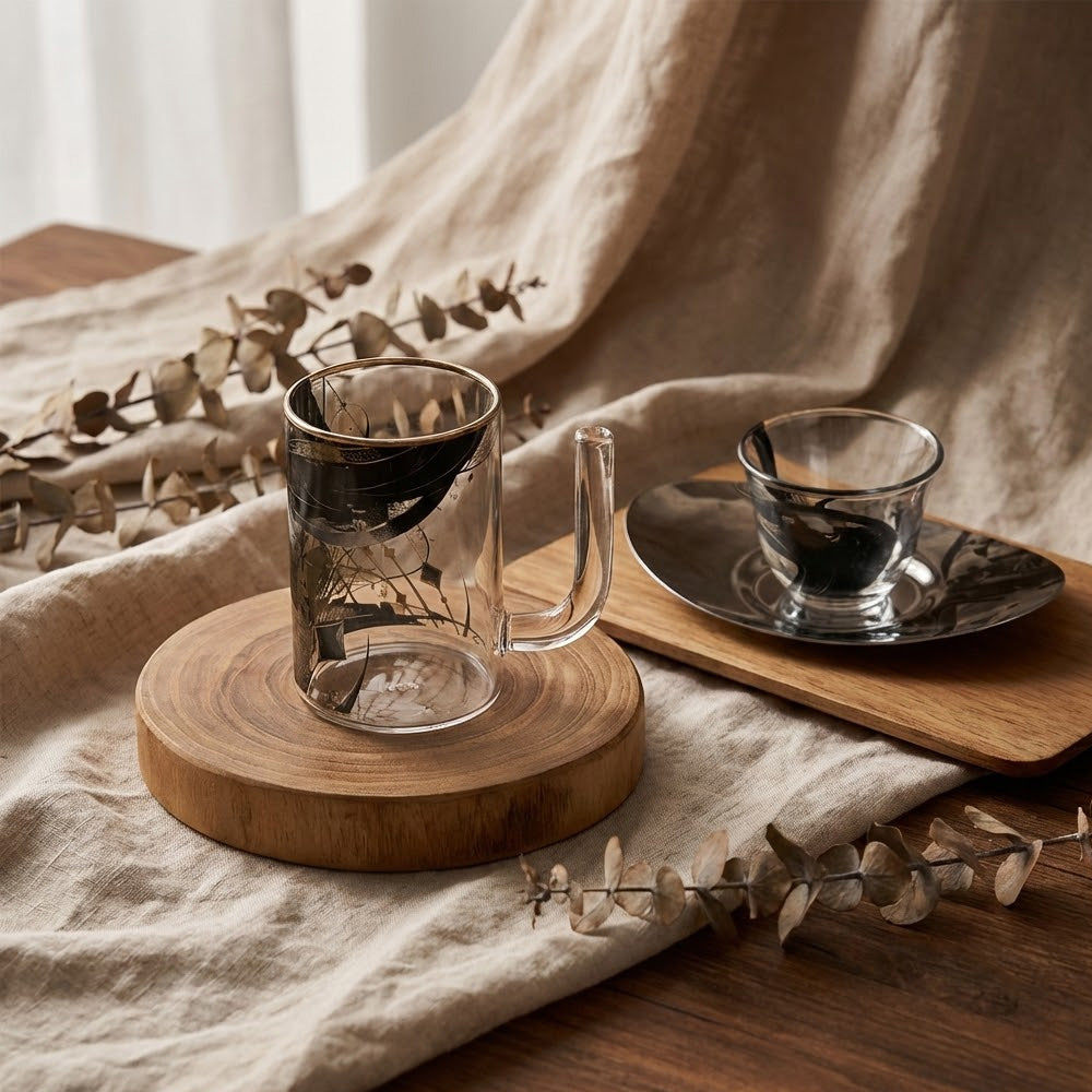 طقم استكانة وفنجان 18 قطعة