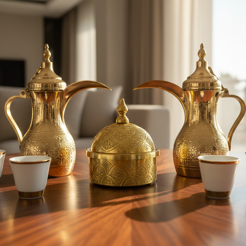 وعاء تمر معدني مزخرف كبير