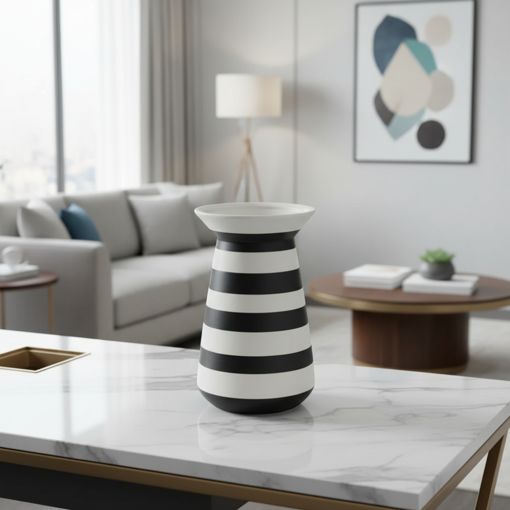 فازة السيراميك بخطوط هندسية