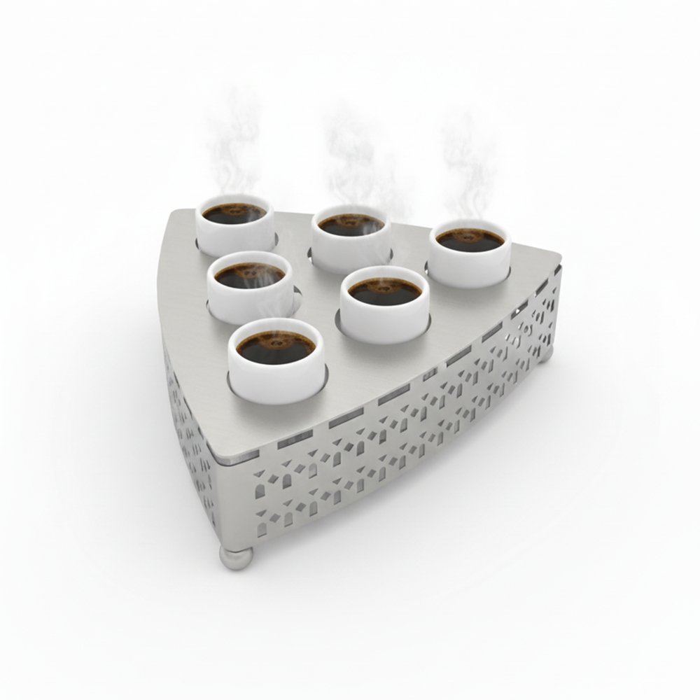 صينية تقديم معدنية بنقوش هندسية