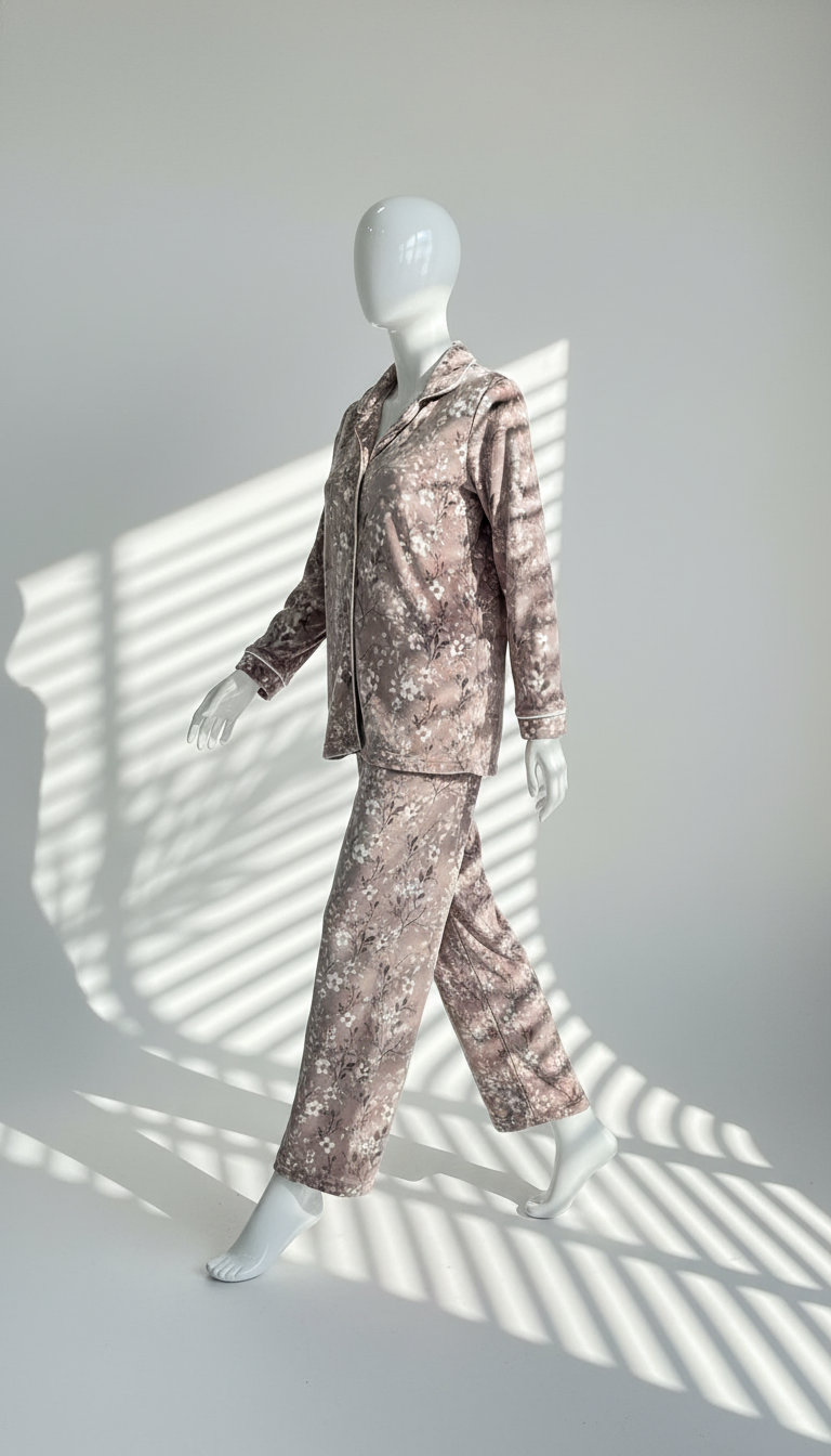 بيجامة نسائي مخمل ازرار