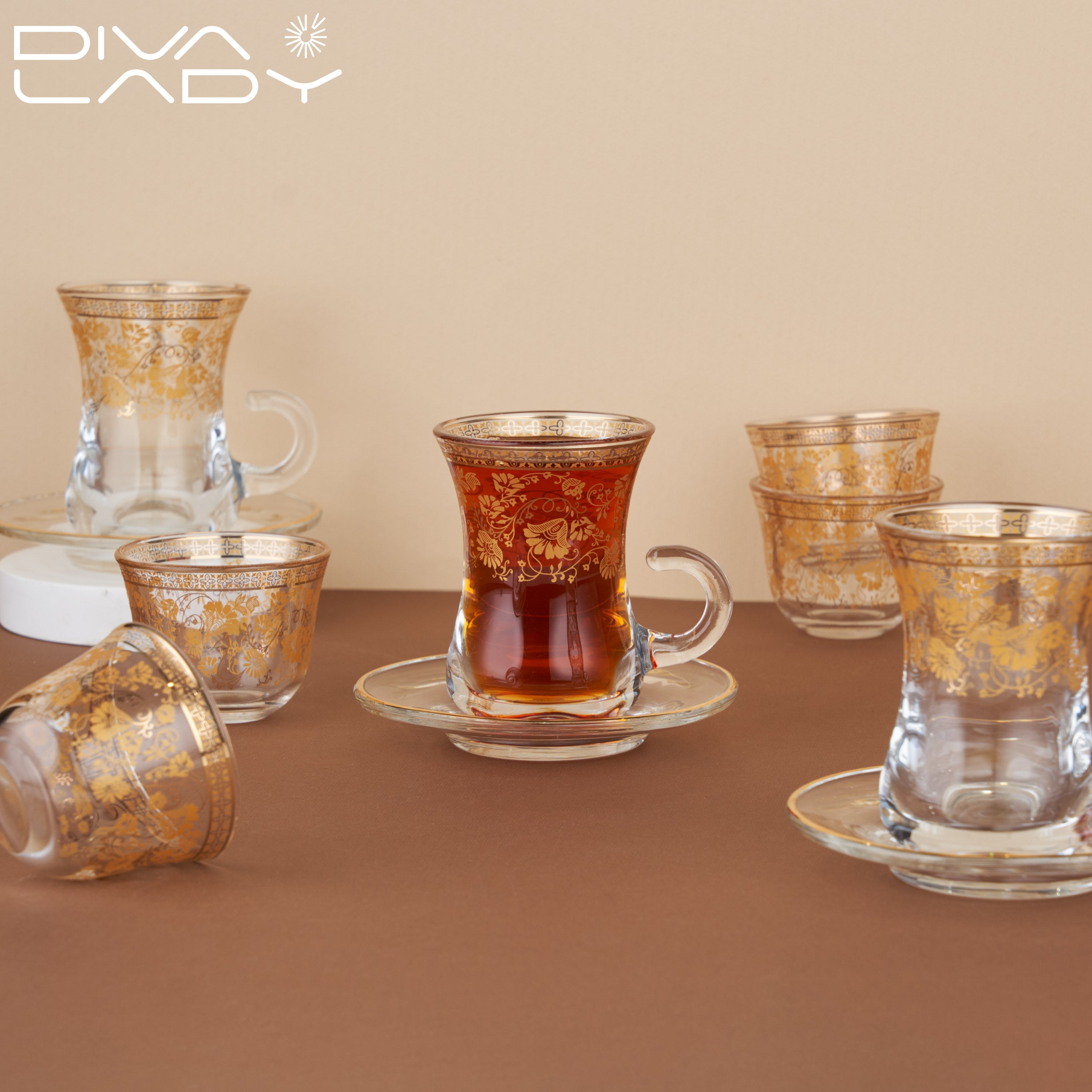 طقم استكانة وفنجان 18 قطعة