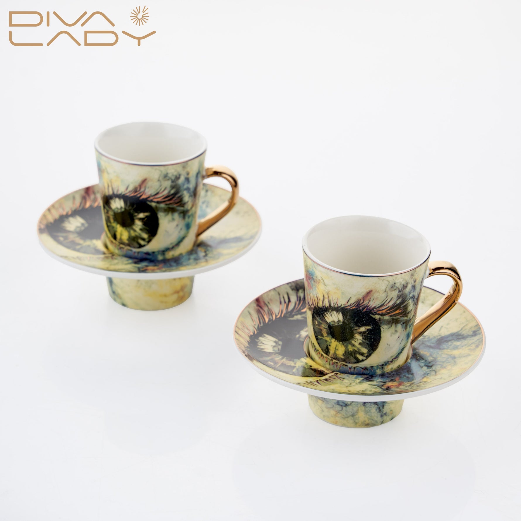 طقم فنجان قهوة تركى بنقشة عين