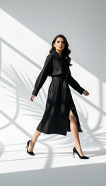 جاكيت نسائي بياقة عريضة وحزام