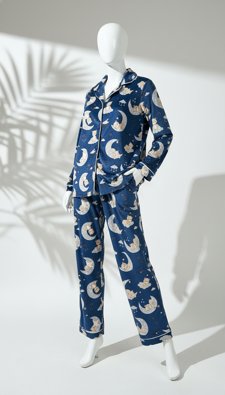 بيجامة نسائي مخمل ازرار