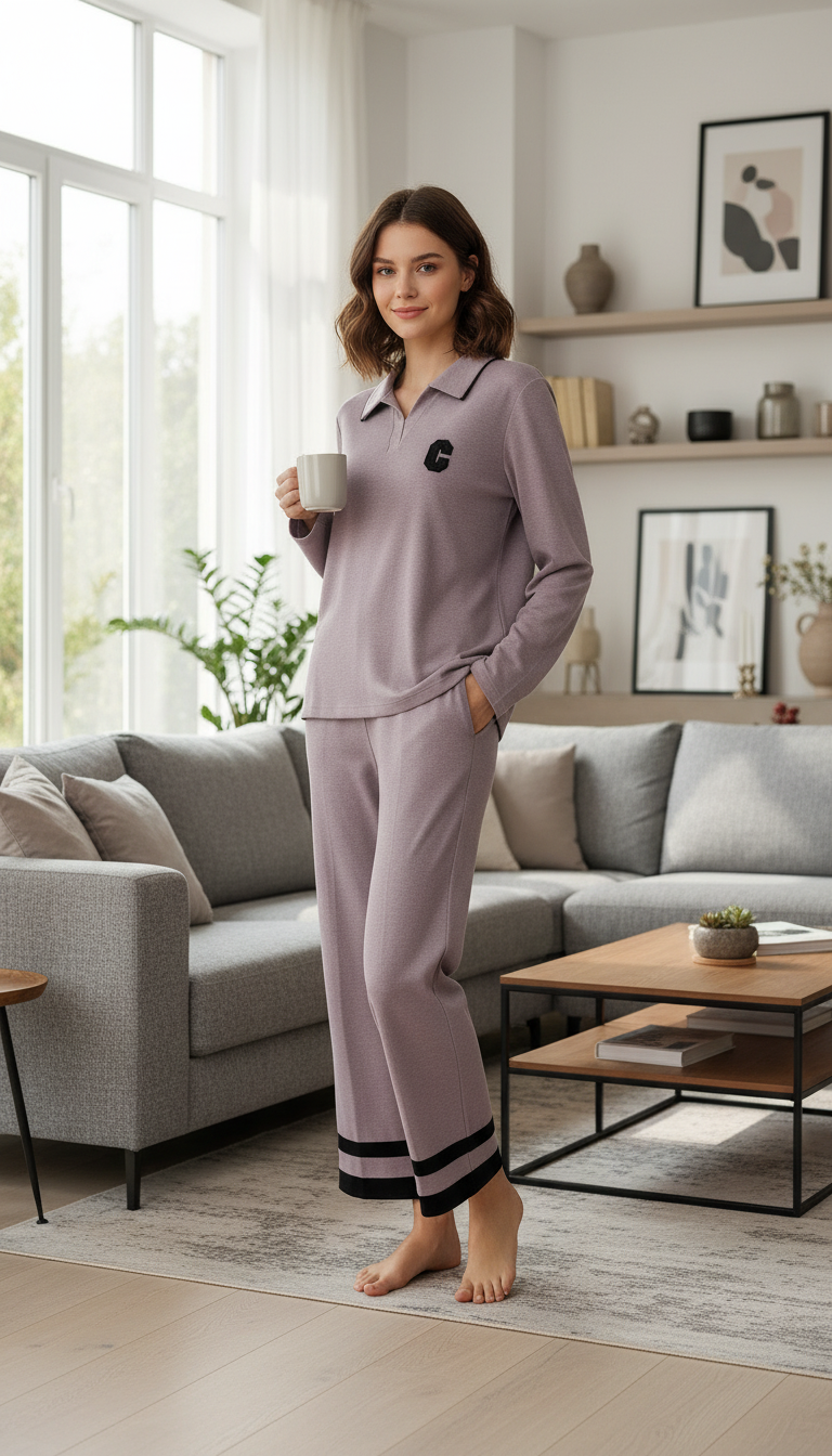 بيجامة نسائي بحلقات من الاطراف