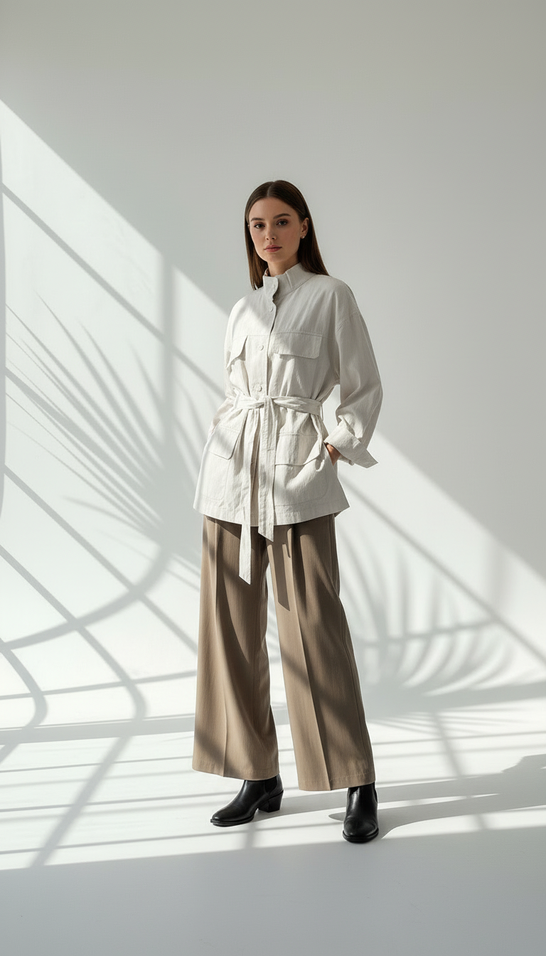 جاكيت نسائي بحيوب وحزام