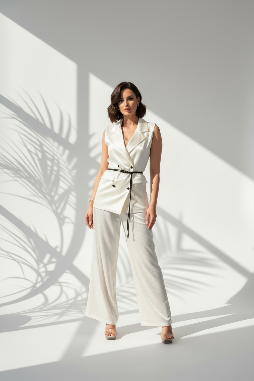 بدلة نسائي لامعة بحزام