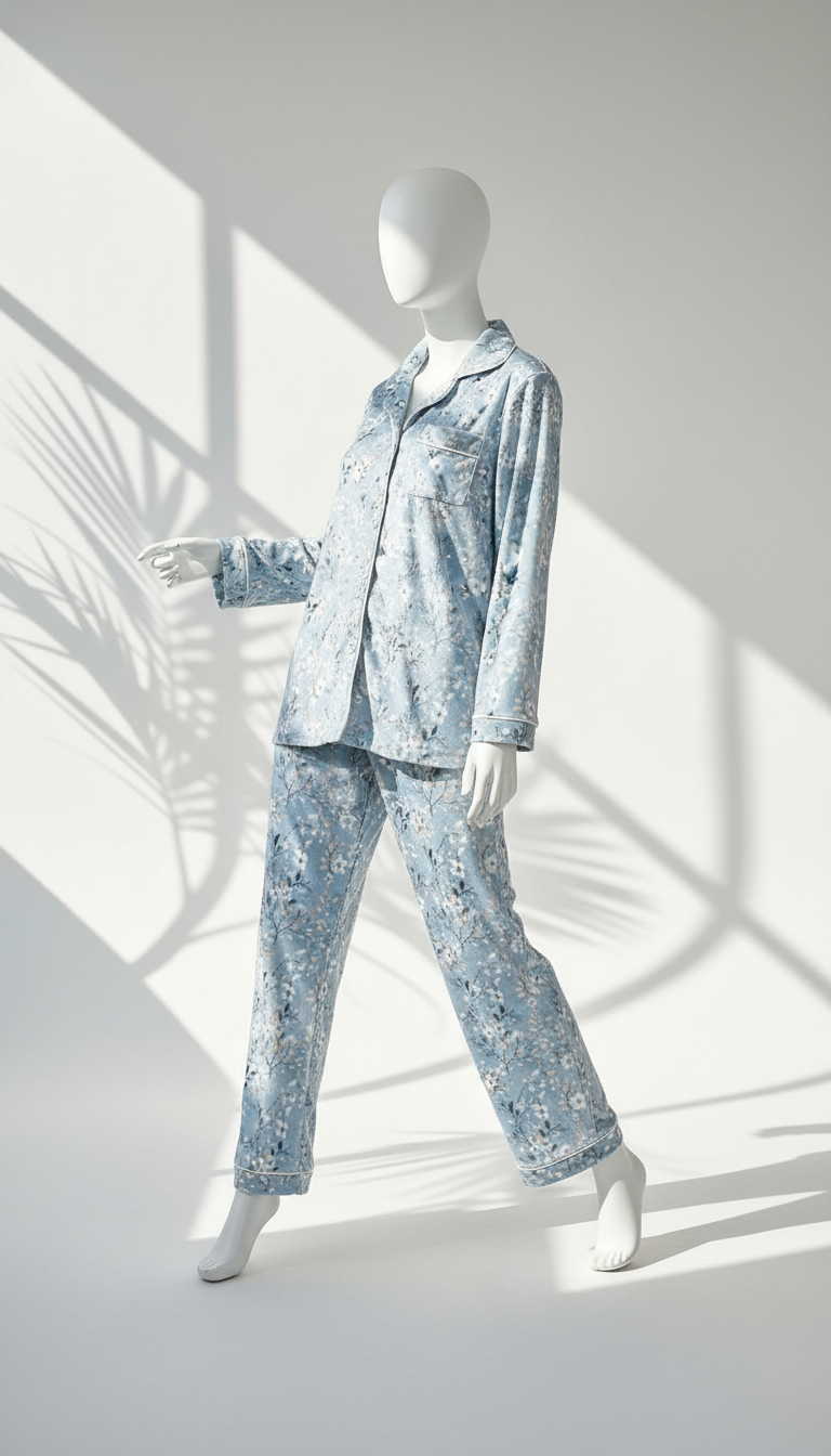 بيجامة نسائي مخمل ازرار