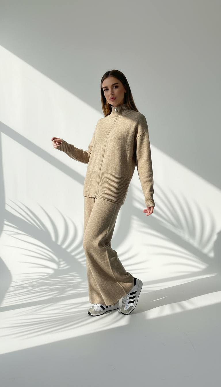 بدلة نسائي بياقة مرتفعة