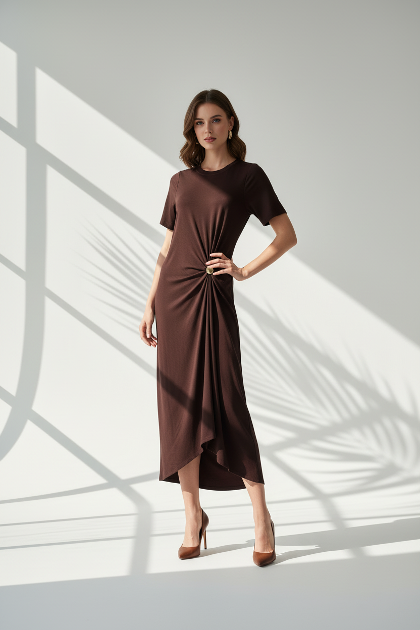 فستان رباط جانبي بكسرات