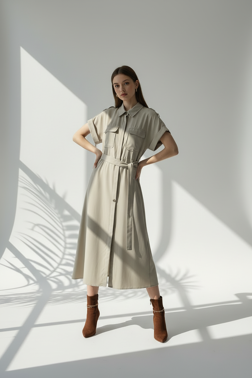 فستان نسائي بقصة قميصية