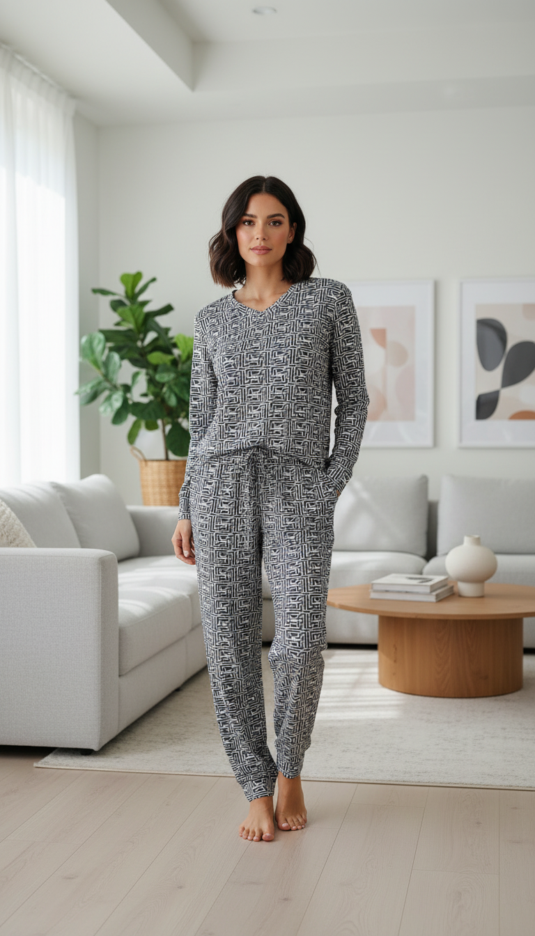 بيجامة نسائي بنقش لطخات