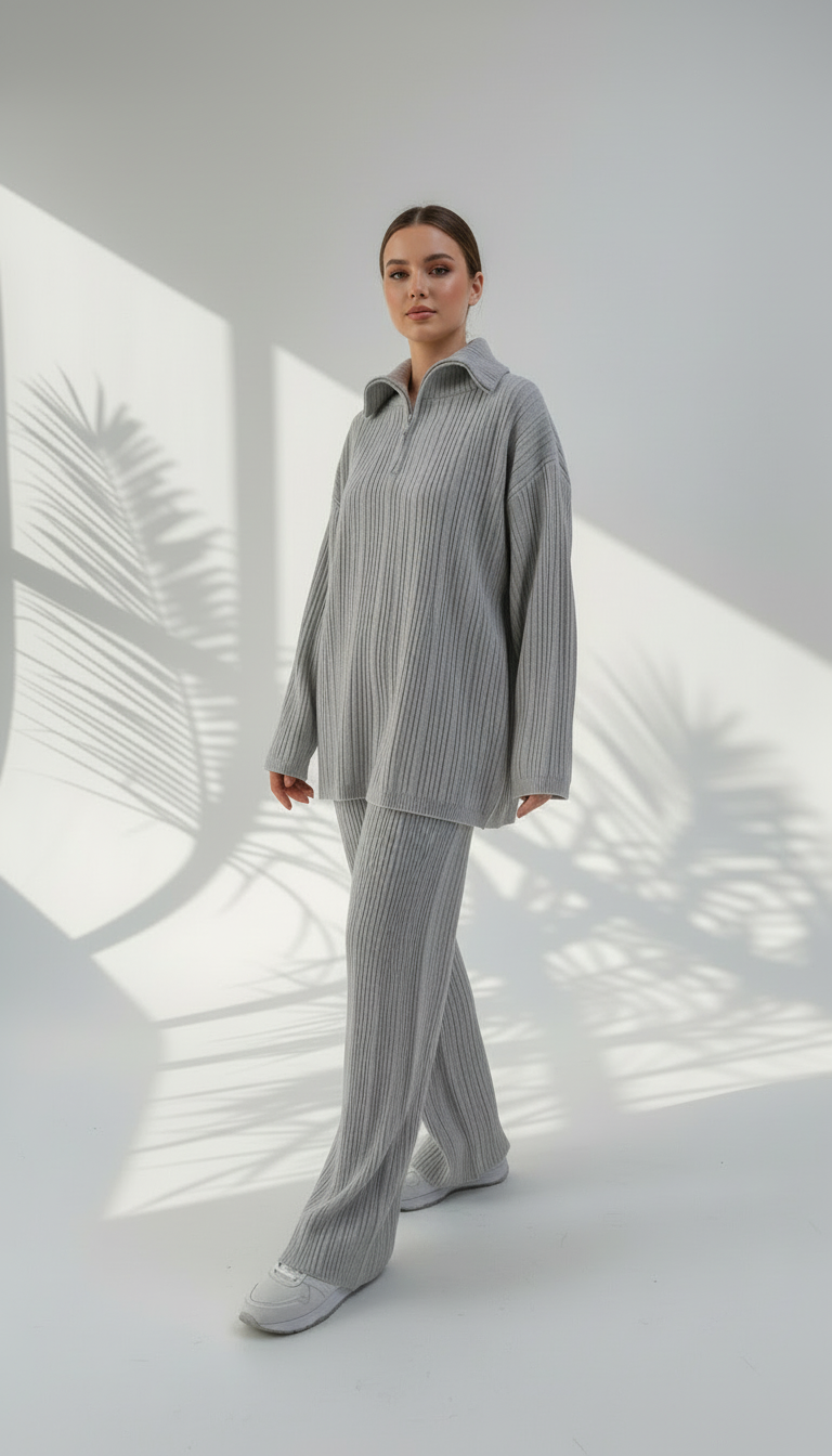 بدلة نسائي قماش محزز